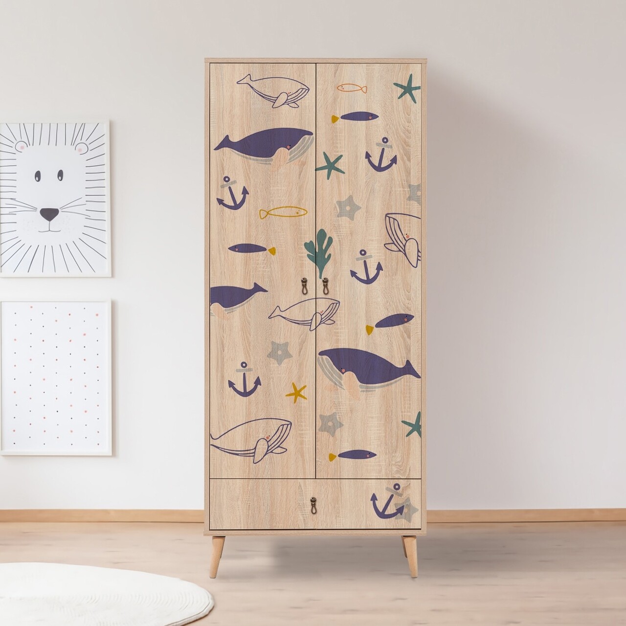 Dulap pentru haine, Vella, City Marin, 80 x 190 x 45 cm, pal melaminat, multicolor - imagine 5